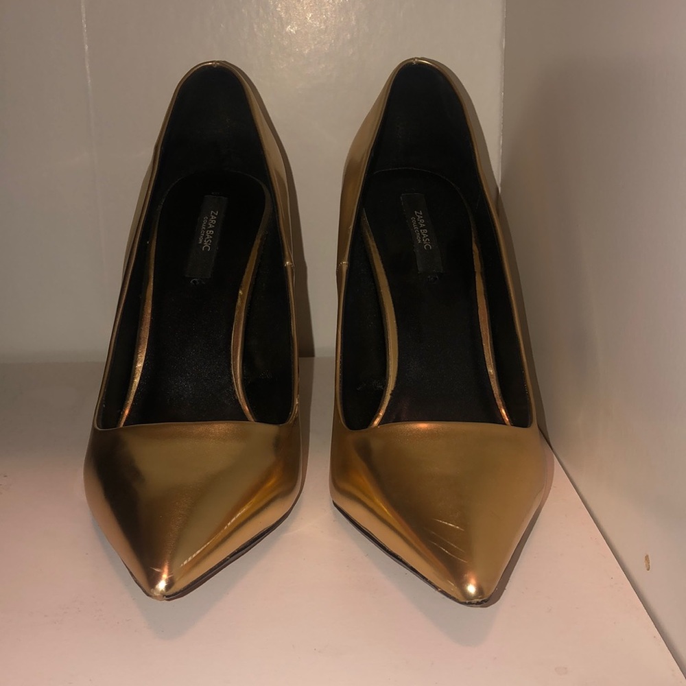 Zara Basic Metallic Gold Heels